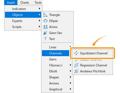 Draw an equidistant channel from the menu