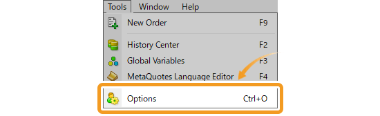 Options of the toolbar