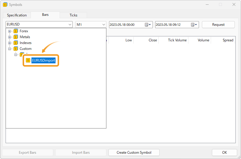 In the custom symbol window, double-click the symbol name. Set a symbol name different from the existing ones