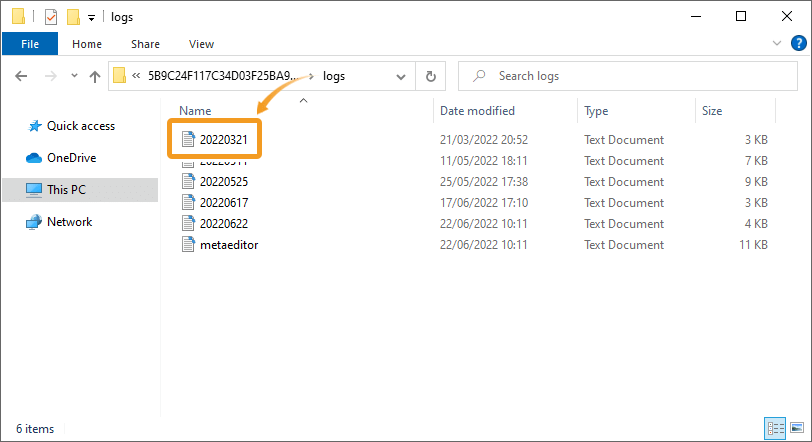 Double-click on the file to check from the list of the logs saved by day