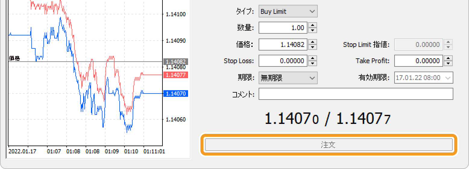 「注文」ボタンが有効にならない場合