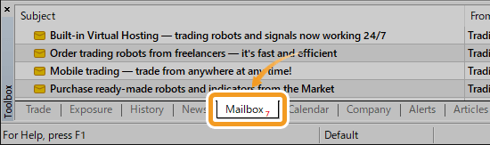 Tap the Mailbox tab in the Toolbox
