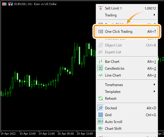 Select One Click Trading