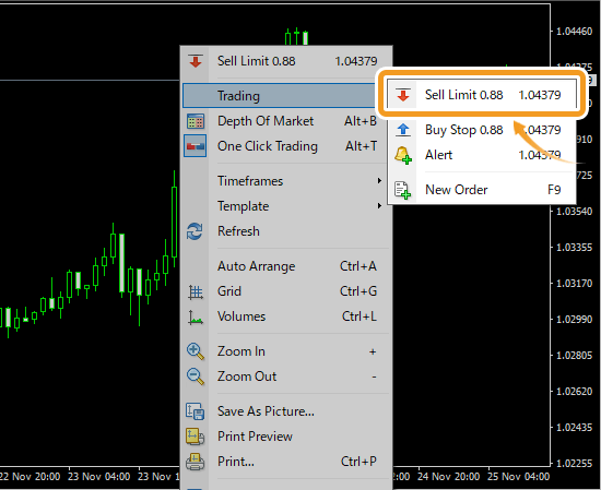 Select Sell Limit from Trading