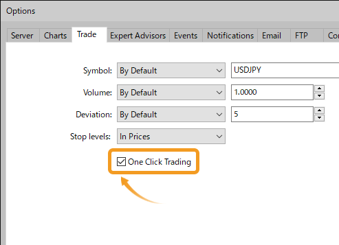Check the One Click Trading box