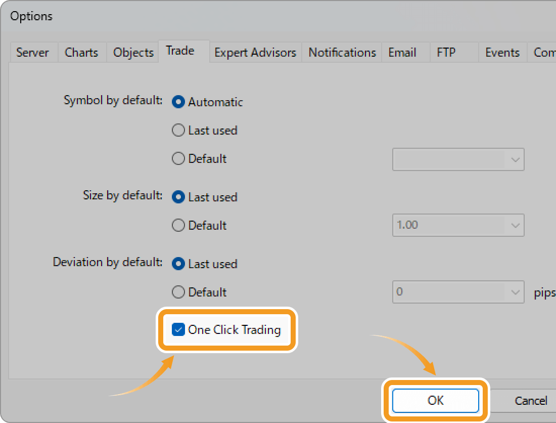 Options window