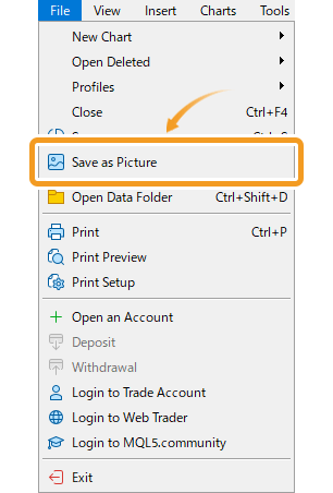 Click File in the menu and select Save as Picture