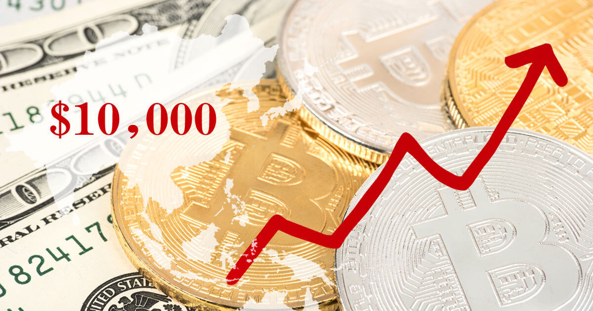 ビットコイン、アジア市場で1万ドルを突破
