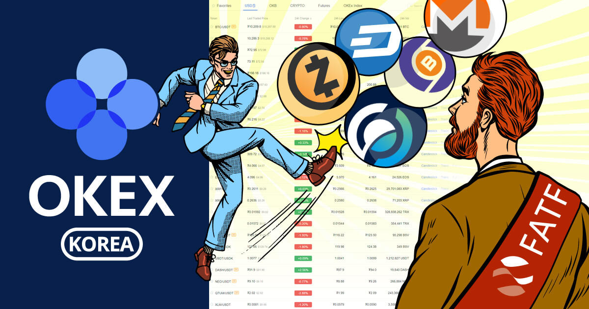 OKEx Korea、匿名通貨5種類の上場廃止を決定