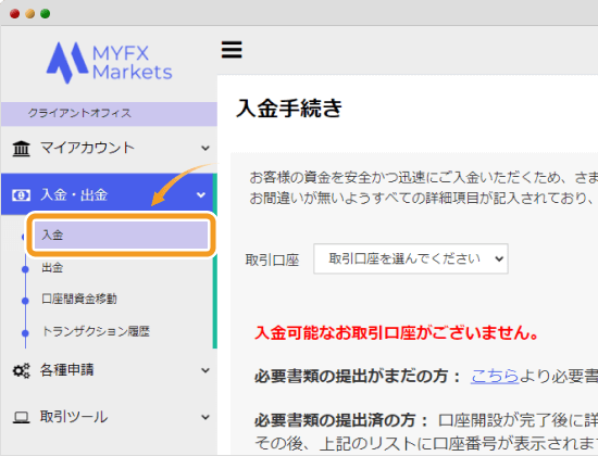 MYFX Markets入金