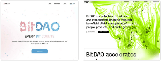 BitDAOのウェブサイト比較