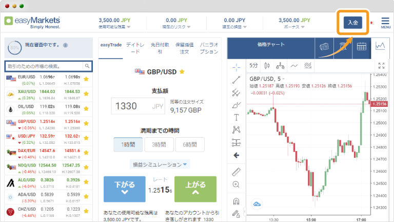 ログイン後　入金ボタン