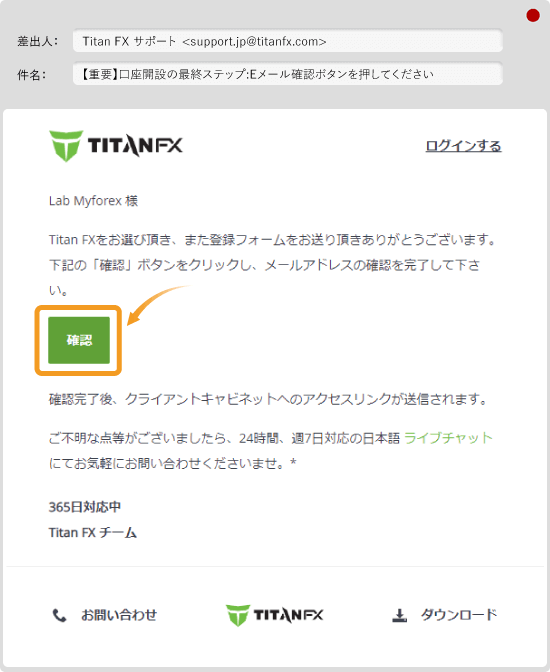 Titan FXのメール画面