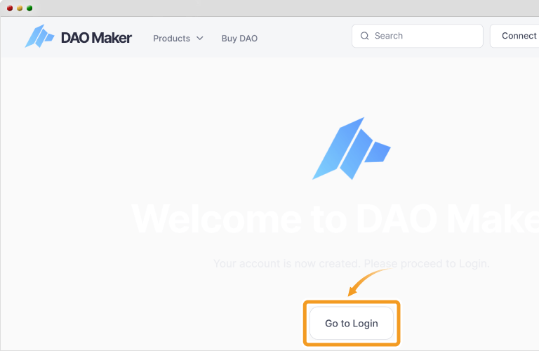 メール認証後のDAO Makerの画面