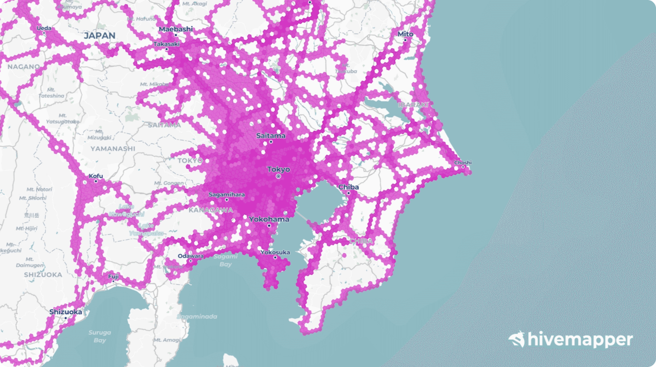 Hivemapperの日本における地図作成状況