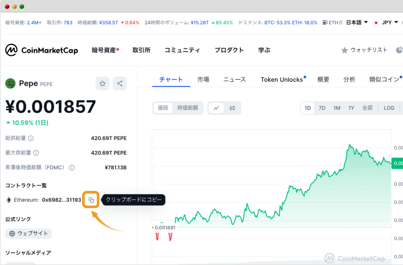 CoinMarketCap画面