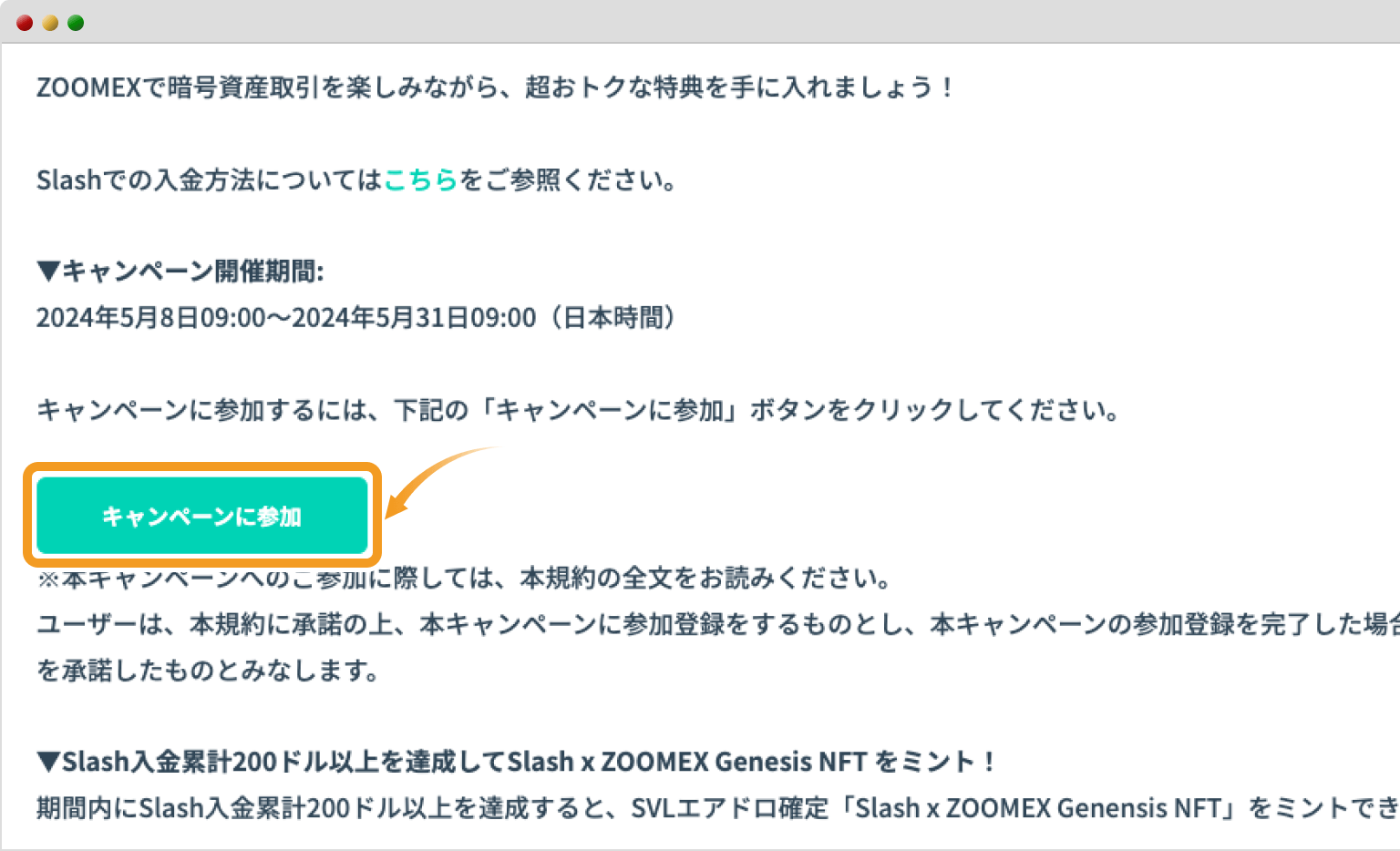 Zoomexのキャンペーンページ