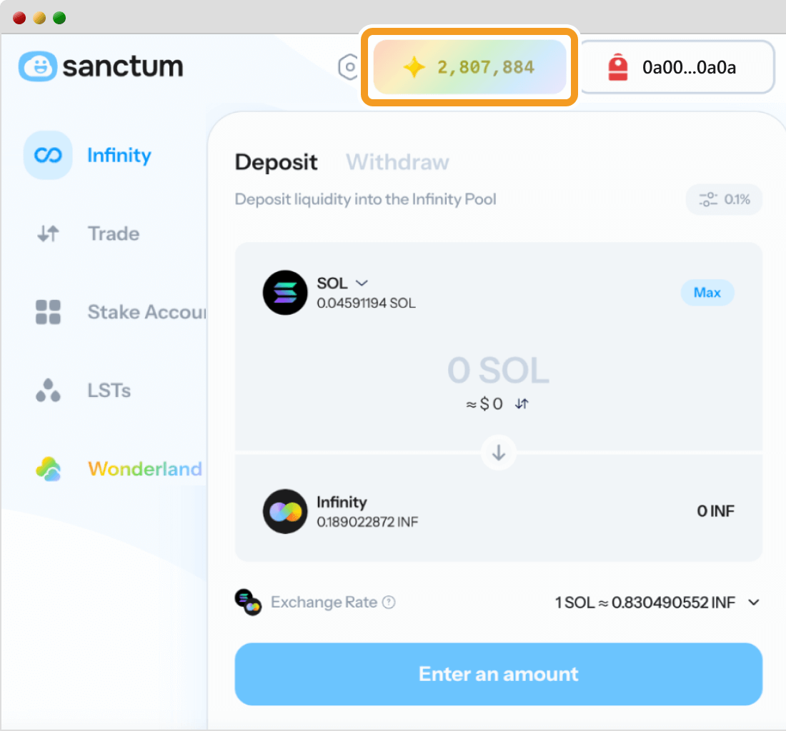 INF入手後のsanctumのトップページ