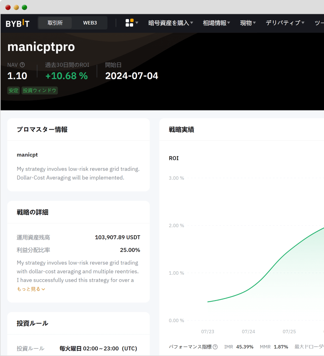 BybitコピートレードPro戦略詳細画面