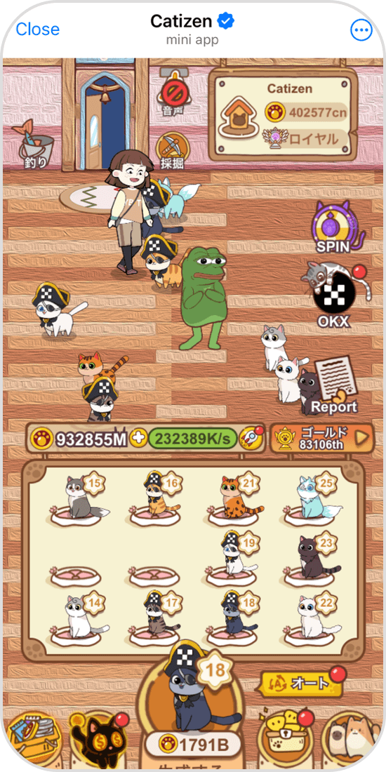 Catizenのゲーム画面