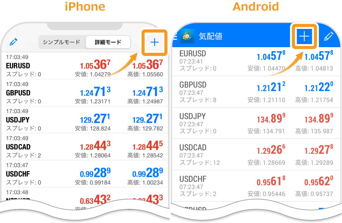 銘柄追加画面を表示