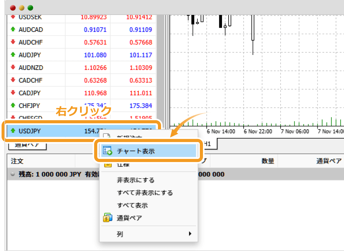 MT4ウェブトレーダーでの銘柄追加