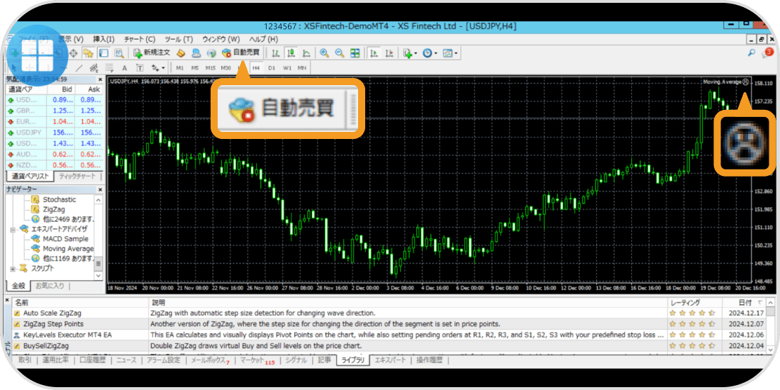 MT4の自動売買停止中の画面