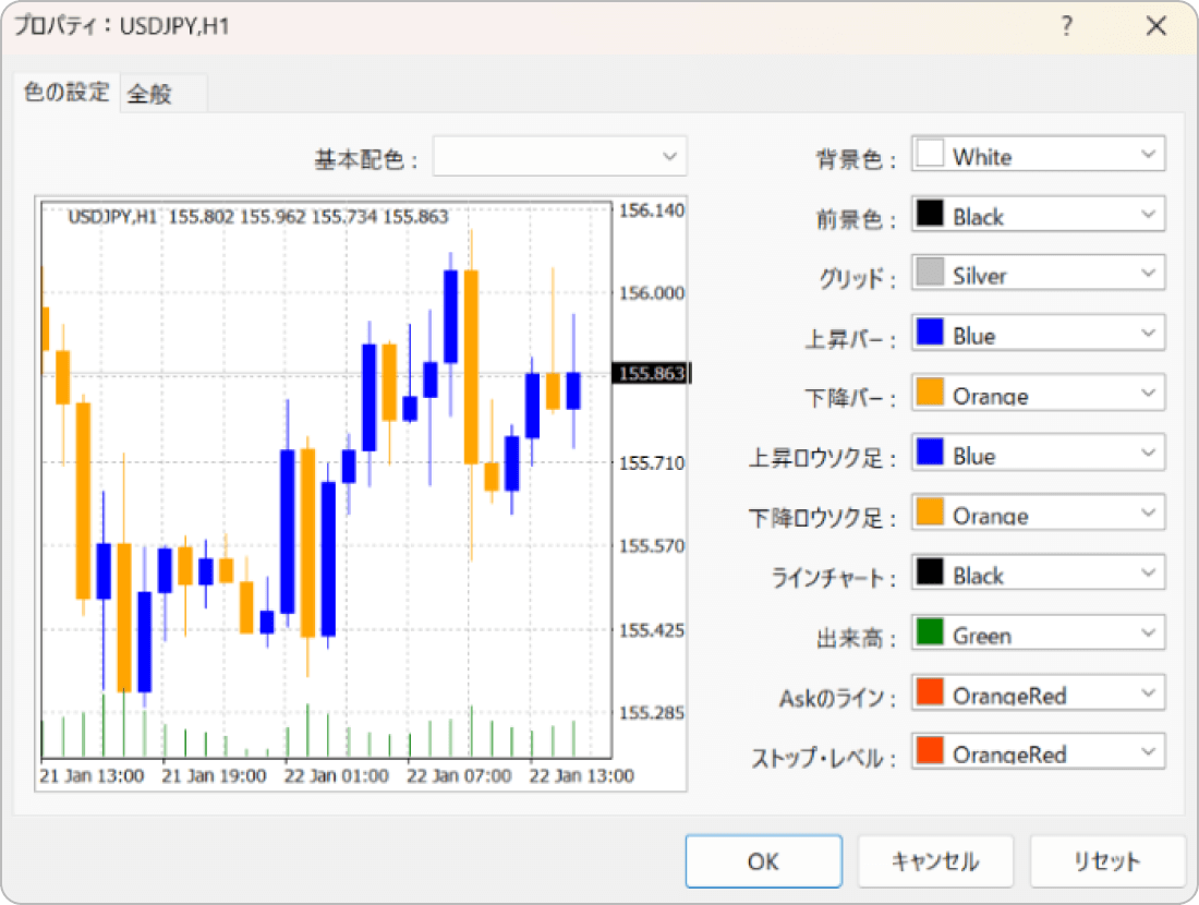 オリジナリティのある配色設定