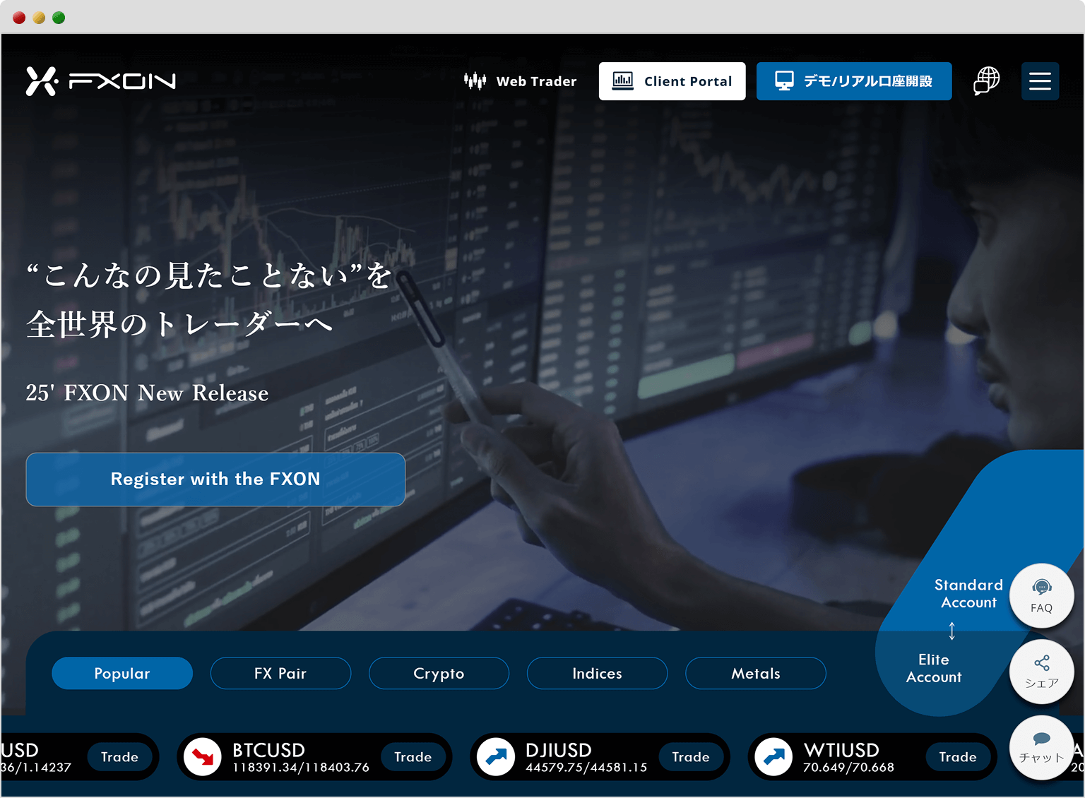 FXONのトップページ