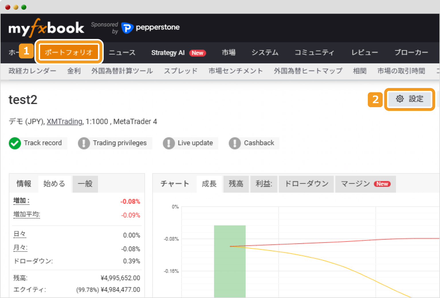 Myfxbookの強制更新・1