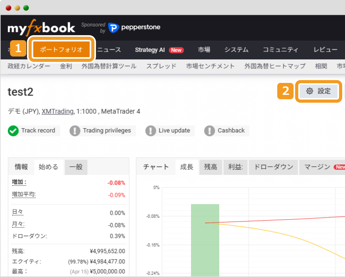 Myfxbookの強制更新・1