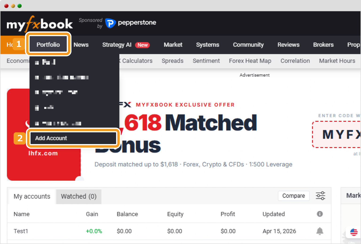 Myfxbookとの連携手順・1