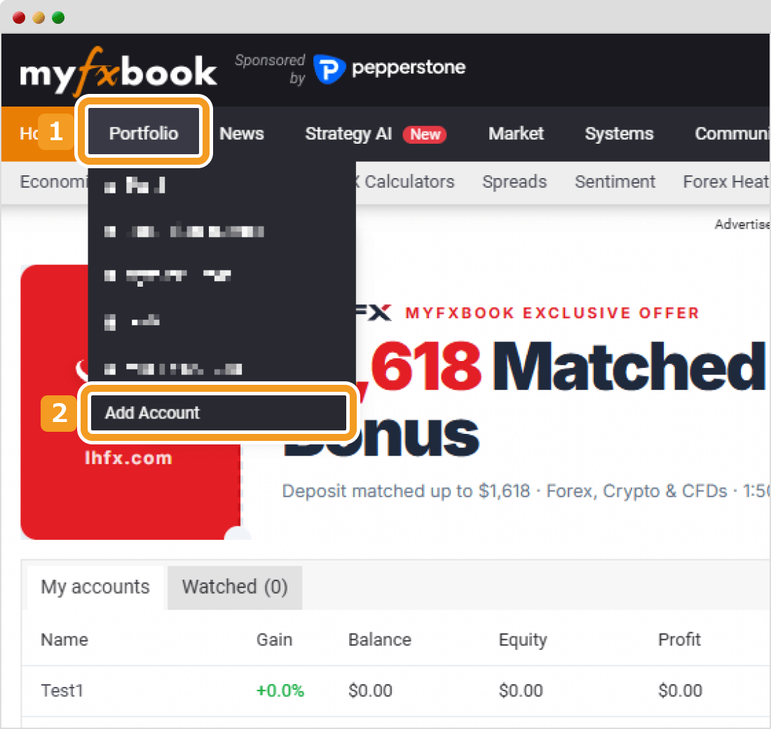 Myfxbookとの連携手順・1