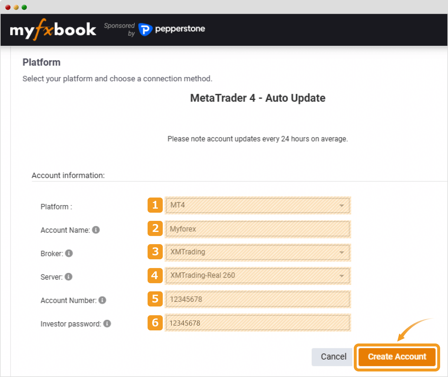 Myfxbookとの連携手順・3