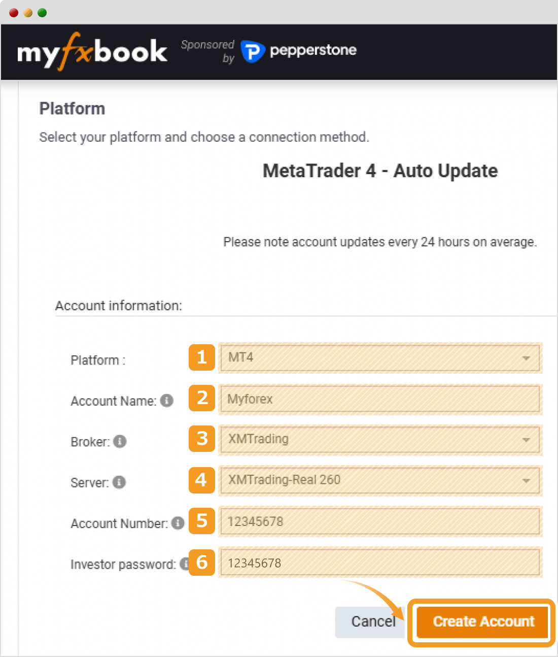 Myfxbookとの連携手順・3