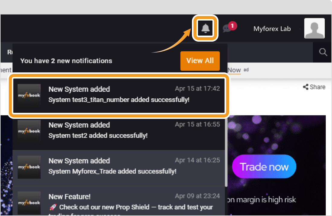 Myfxbookとの連携手順・10