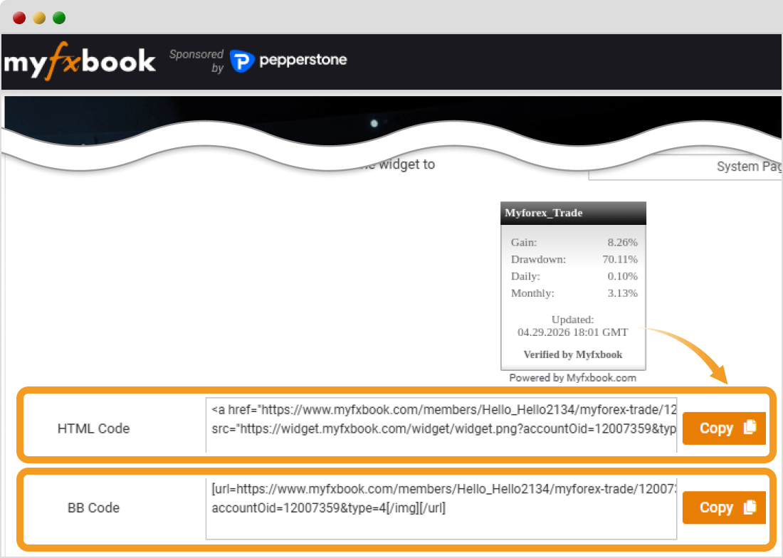 Myfxbookでブログパーツを使う・3