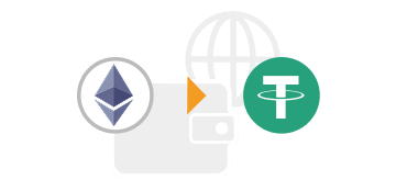 ウォレット上でETH等をUSDTに交換